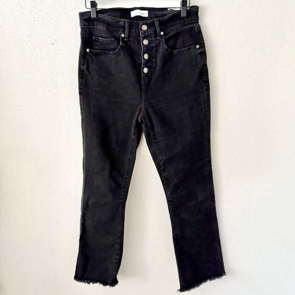LOFT Denim - LOFT Black Slim Straight Denim Jeans with Button Fly Women's Size 28 Stretch